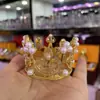Ornamentos de Base de Bola de Cristal de Liga de Zinco Coroa Transfronteiriça Decoração de Jade Bola de Cristal Ornamentos de Mesa para Casa