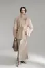 Abrigo de Terciopelo de Nube y Mohair con Cuello Alto, Diseño Minimalista para Mujer, Abrigo de Lana Holgado, Nuevo Abrigo de Otoño e Invierno