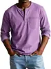 Camiseta Masculina de Manga Longa com Gola Redonda para Outono e Inverno - Pulôver Respirável Slim Casual Camiseta Básica de Manga Longa - Top