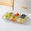Plato de fruta de vidrio compartimentado plato de té fruta plateado bocadillos frutas secas pasteles bocadillos platos bar KTV club colocación no