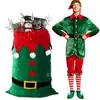 Fornecimento Exclusivo Transfronteiriço de Sacos de Veludo de Natal com Cordão, Sacos Grandes de Presente do Papai Noel, Sacos de Presente de Natal Vermelhos e Verdes