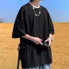 Camiseta Retro Estilo Americano Cuello Pequeño para Hombre Moda Verano Marca Diseño de Bolsillo Grande Sentido de Diseño Nicho Manga Corta Estilo Hong Kong talla extra Media Manga