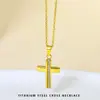 Acero de Titanio Cruz No se Desvanece, Simple para Mujer Transfronterizo Lujo Ligero Nicho Gama Alta Acero Inoxidable Circón Collar Accesorios