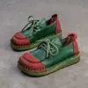 Zapatos de Piel de Vacuno de Primera Capa Shanghai Jiezu 2024 Nuevo Color Otoñal Bloque de Color Retro Casual Suela Blanda Superficie Suave Cómodos Zapatos para Mujer