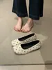 Elegante vestido de noche con falda, zapatillas planas sin cordones de punta fina, zapatos de nicho para abuela, Mary Janes brillantes para mujer
