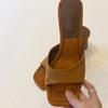 Versión de Piel de Oveja ~ Ropa de Verano Exterior de Tacón Alto Cuadrado Abierto por Delante Francesa, Simple y Conveniente, Mocasines de Tacón Grueso, Mocasines Versátiles