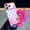 Funda para teléfono móvil de lunares degradados adecuada para Apple 18 Pro Max, iPhone 17 Pro, simple 16P con correa de mano, 15 estilo coreano