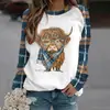 Bufanda Escocesa Cuadros Estampados Sudadera Cuello Redondo Sudadera con Cremallera Chaqueta Pulóver de Mujer Transfronteriza Estilo Europeo y Americano