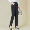 Calças femininas para primavera e outono, cintura alta, plus size, perna reta, adequadas para mulheres de 50 anos, outono e inverno, forradas com fleece, espessadas, para mulheres de meia-idade e idosas