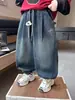 Pantalones Vaqueros de Primavera y Otoño para Niños, Estilo Coreano, Elegantes Pantalones Curvos de Corte Holgado para Niños, Pantalones de Otoño para Bebé, Comercio Exterior