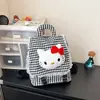 Mochila infantil fofa estilo balé com acabamento em renda e tema de gato, mini mochila feminina estilo doce japonês para compras.