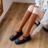Meias de cor sólida Meias de punho médio e alto para crianças e meias até o joelho Japonês e coreano ins Internet Popular Wear Mori Style Retro Spring and Summer Cotton Socks