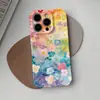 Bestseller do TikTok padrão floral degradê arco-íris capa de filme de camada única 17pro capa de telefone estética iPhone16