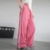 Pantalones Deportivos de Seda de Hielo de Secado Rápido para Mujer, Nuevos Pantalones Rectos a Rayas de Cintura Alta, Pantalones de Pierna Ancha Sueltos Estilo Perezoso, Primavera/Verano 2026