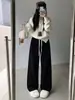 Pantalones anchos de pelo de visón suaves y cómodos para mujer, nuevo estilo otoño/invierno, forrados de felpa, de cintura alta, adelgazantes, casuales y adecuados para figuras petite