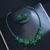 Brincos Colar Pingente Flor de Zircônia Francesa Estilo Palácio Exquisite Exagerado Corrente de Clavícula Conjunto de Joias de Personalidade da Moda