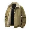 Chaqueta Casual de Moda Estilo Americano para Hombre con Forro de Felpa, Abrigo de Algodón Grueso y Cálido, Ropa de Abrigo de Moda para Hombre de Comercio Exterior con Cuello de Solapa