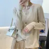 Cardigã de tricô torcido, gola redonda, de abotoar, cor sólida, inspirado na Chanel, para mulheres, novo estilo outono/inverno, com um look sofisticado e casual, peça de sobreposição versátil