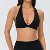 Top de tirantes cruzados para mujer, con almohadillas extraíbles en el pecho, escote en V pronunciado, diseño de espalda bonito, ropa interior de fitness, sujetador deportivo para Pilates