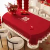 Boda Doble Felicidad Rojo Mesa de Café Mantel Mesa Ocasión Feliz Festivo Boda Compromiso Tela Cubierta Estilo Chino Boda Habitación de Boda Mantel