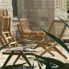 Patio al aire libre Anti-corrosión Teca Mimbre Minimalista Silla de Ocio Nórdico Madera Maciza Asiento Mimbre Silla Reclinable Combinación Sofá