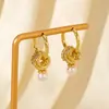 Brincos redondos de pérola com diamantes em camada dupla estilo francês, sensação de luxo leve e alta qualidade, brincos pendentes de pérola cravejados com diamantes de nicho, brincos requintados para o dia a dia