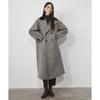 Abrigo a cuadros vintage japonés Tod * yf * l para mujer, otoño e invierno, cuello de costura, silueta alargada, abrigo de tweed holgado