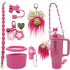 Set de Accesorios para Botella de Agua Stanley con Cadena de Flores, Tapa con Popote, Cadena con Colgante de Bola de Felpa Transfronterizo en Stock Venta al por Mayor