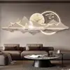 Relojes y Relojes, Pinturas Decorativas para Sala de Estar, Nuevas Pinturas Colgantes de Pared para Fondo de Sofá Estilo Chinoiserie, Pinturas de Lámparas de Pared Paisajísticas de Lujo Moderno Accesible