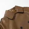 Popular en Amazon y AliExpress en Europa y América: Chaqueta de trabajo moderna y versátil de piel sintética con diseño de cintura anudada