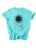 Amazon eBay estação independente moda versátil elegante feminina corrente sol lua estrela gola redonda manga curta camiseta