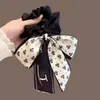 Elástico de Cabelo com Laço de Fita Longa para Mulheres, Novo Acessório de Cabelo Floral, Corda de Cabelo de Alto Valor, Scrunchie, Anel de Cabelo
