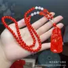 Pulsera de Cinabrio Crudo, Pulsera de Cuentas Rojas de Arena Roja de Múltiples Círculos, Collar, Cuentas de Cinabrio, Cuentas Budistas, Suministro para Transmisión en Vivo