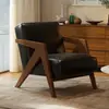 Silla Richard Nórdica de Madera Maciza Sillón Individual para Sala de Estar Silla de Ocio para Balcón Café Estilo Antiguo Silla Carbonizada