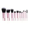 Paquete de 10 Mini Juegos de Brochas de Maquillaje Brocha para Rubor Brocha para Polvo Suelto Brocha para Sombras de Ojos Portátil Set Completo para Principiantes de Maquillaje