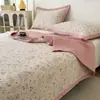 Capa de Cama Classe A 100% Algodão Linho Confortável Absorvente de Suor Respirável Verão Algodão Linho Puro Acolchoado Macio Lavável à Máquina Antiderrapante Lençol de Cama +