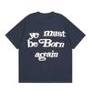 Camiseta de Manga Corta con Estampado de Letras Kanye Rebirth de Marca Nueva, Estilo Americano High Street, Holgada, para Pareja, Algodón Puro, Cuello Redondo