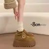 Zapatos de Algodón Cálidos Retro que Aumentan la Altura 8cm para Mujer, Botas de Nieve Birkenstock Forradas de Felpa, Mocasines de Suela Gruesa para Invierno 2026, Estilo Slip-On