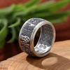 Anillo de Bendición Retro de Plata Lisa, Anillo Abierto Individual Ancho para Hombre Personalizado, Anillo Vivo Moderno y Dominante