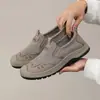 Zapatos de Tela del Viejo Pekín, Nuevo Estilo de Verano, Zapatos Slip-On Transpirables de Malla Fly-Knit para Personas de Mediana Edad y Mayores, Versátiles Zapatos de Malla para Papá