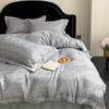 Juego de Cama de Cuatro Piezas Jacquard de Seda de Hielo Estilo Europeo Verano Sencillo Sábana Cubre Edredón Lujo Ligero Alta Gama Cama para Dormir Desnudo