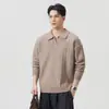 Suéter de Malha Trançada com Gola Reversível Estilo Old Money de Anyang Outono 2026 Novo Suéter Masculino, Tricô Casual Solto Estilo Preguiçoso