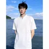 Nova Camiseta de Manga Curta para Homens, Estilo Coreano de Verão Tendência Simples Manga Meia Manga, Estilo Hong Kong Solta Casual Tendência Marca Camiseta
