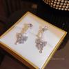 Aretes Largos de Perlas de Lazo para Mujer Diseño Nicho Temperamento Aretes de Diamantes Completos Celebridad Cibernética Lujo Ligero Joyería para la Oreja Venta al por Mayor