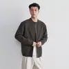 Também, cardigã masculino de tricô trançado com gola redonda, nova coleção outono 2026, modelagem solta, suéter de outer wear estilo retrô