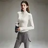 Traje de fitness profesional para mujer, chaqueta adelgazante de manga larga con cuello alto, pantalones de tiro alto tipo dos piezas, ropa deportiva elástica para entrenamiento