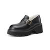Sapatos Mocassins Espessos Quentes de Couro Bovino Lavado Texturizado Lã Pura 2024 Inverno Sapatos de Lã de Couro Genuíno com Salto Alto Grosso para Mulheres