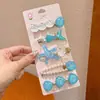 Grampo de Cabelo de Flor para Mulheres, Acessório Tendência para Sessão de Fotos, Atmosfera Vintage de Fada, Estética Azul, Novo Estilo Chinês Presilha Lateral