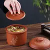 Olla de Cerámica para Sopa y Guiso con Tapa en Agua Snack Hotel Catering Olla para Sopa Estilo Chino Pera Asada Olla para Guisar de Arena Púrpura para el Hogar