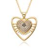 Produtos populares transfronteiriços nicho leve temperamento de luxo cobre banhado a ouro 18K micro incrustado zircão Colar pendente de coração oco de pérola